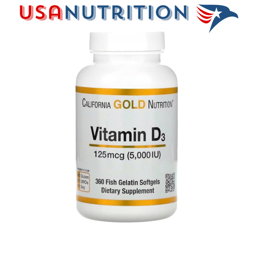 Vitamin D3 5000 IU 360 viên ''California Gold Nutrition'' : Hỗ trợ xương khớp, hệ miễn dịch khỏe mạnh