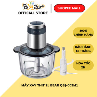Máy xay thịt 2L đa năng  Bear QSJ-C03M1, 300W, Cối thủy tinh xay tỏi ớt, rau củ, đá bào, BH 18 Tháng