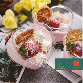 10 Ly mica hình trái tim kèm nắp đựng bánh mousse, tiramisu, panna cotta - Mã SP 7745