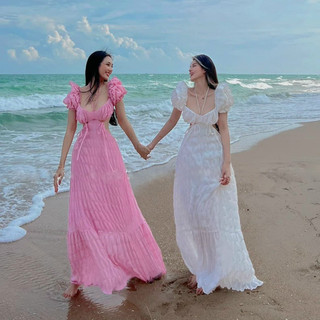 Đầm maxi khoét eo chất liệu vải xốp có mút đi biển chụp hình đẹp ABIKINI MA029