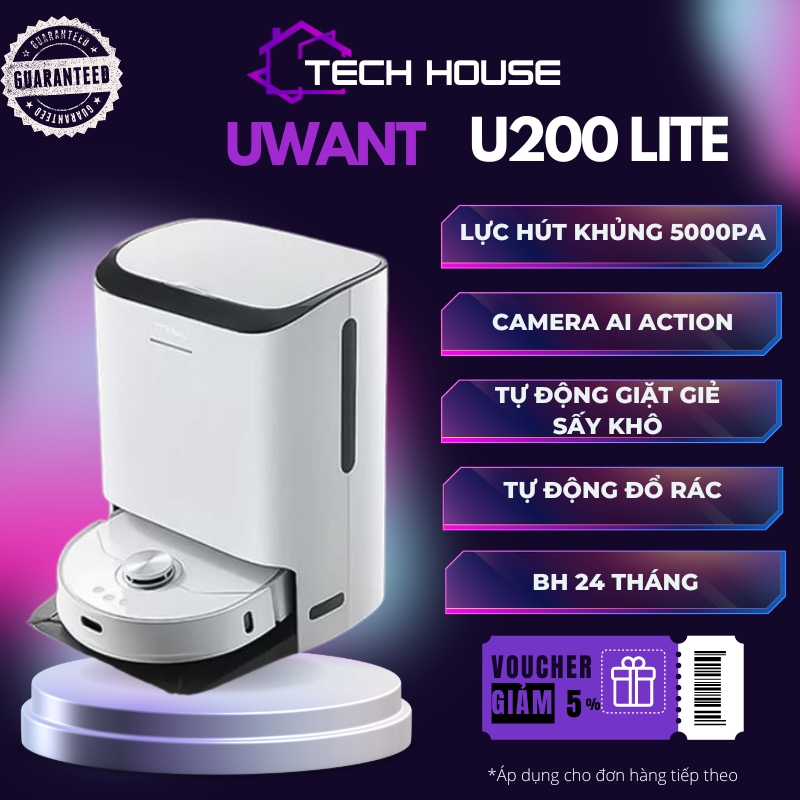 Robot hút bụi lau nhà Uwant U200 Lite_Tự động đổ rác, Giặt nước nóng 60*_BẢN QUỐC TẾ
