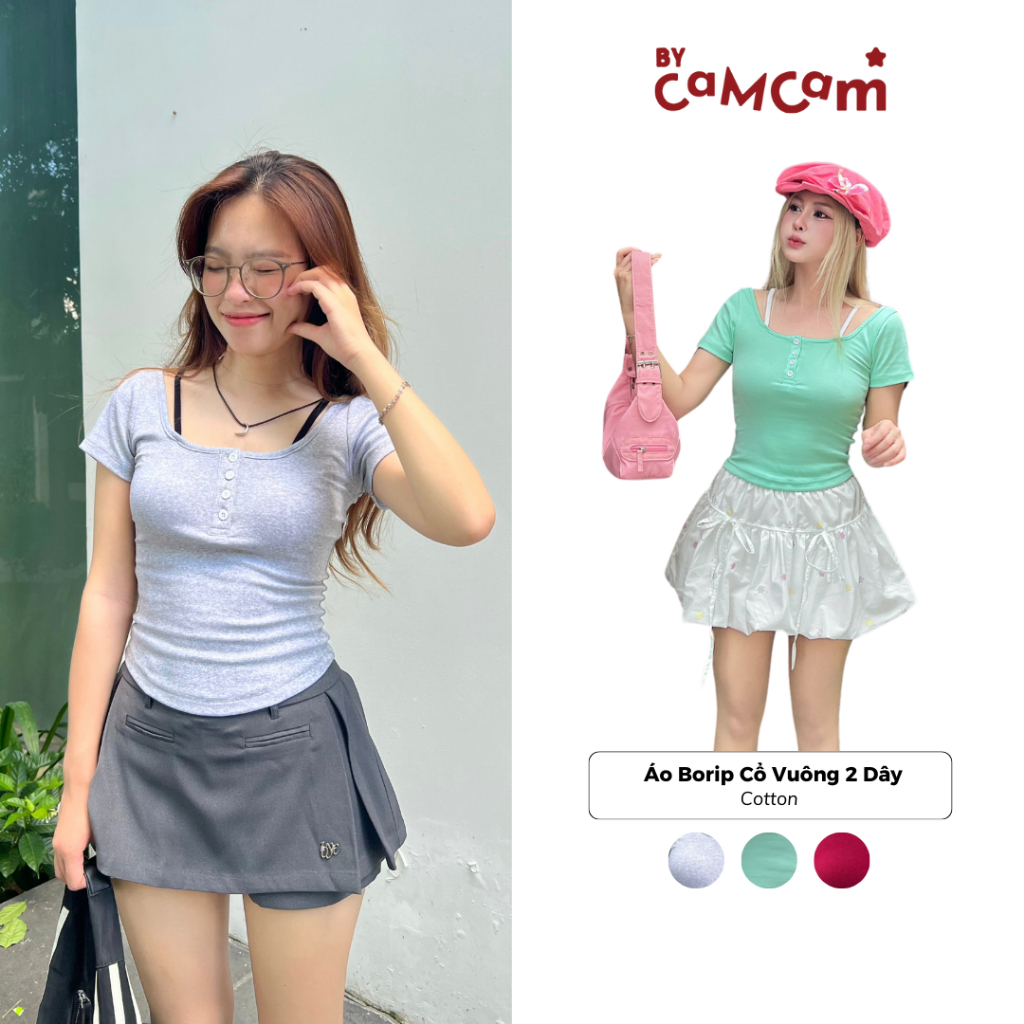 Áo Kiểu Borip CỔ VUÔNG 𝑩𝒚𝒄𝒂𝒎𝒄𝒂𝒎 Marine Collection 2026