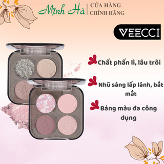 Phấn mắt 4 màu ánh nhũ Veecci 5.2g tạo hiệu ứng lấp lánh nhũ lì