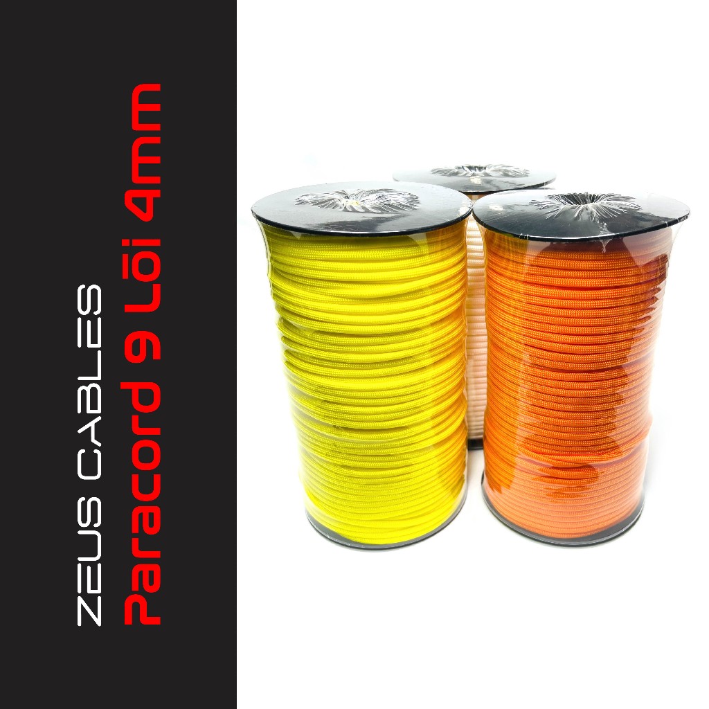 [100m] Cuộn Dây Dù Paracord 9 Lõi 4mm Dài 100m Đan Vòng, Bọc Dây Cáp Custom