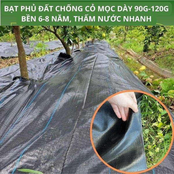 Tấm Bạt Phủ Đất Chống Cỏ Mọc 4m x 5m (Tặng Kèm Ghim, Hàng Dày Tốt 120g)