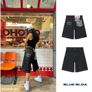 Quần Short Jeans Lửng Blue Bloa Nam Nữ Vải Không Co - Quần Ống Rộng Màu Chì Style Y2k