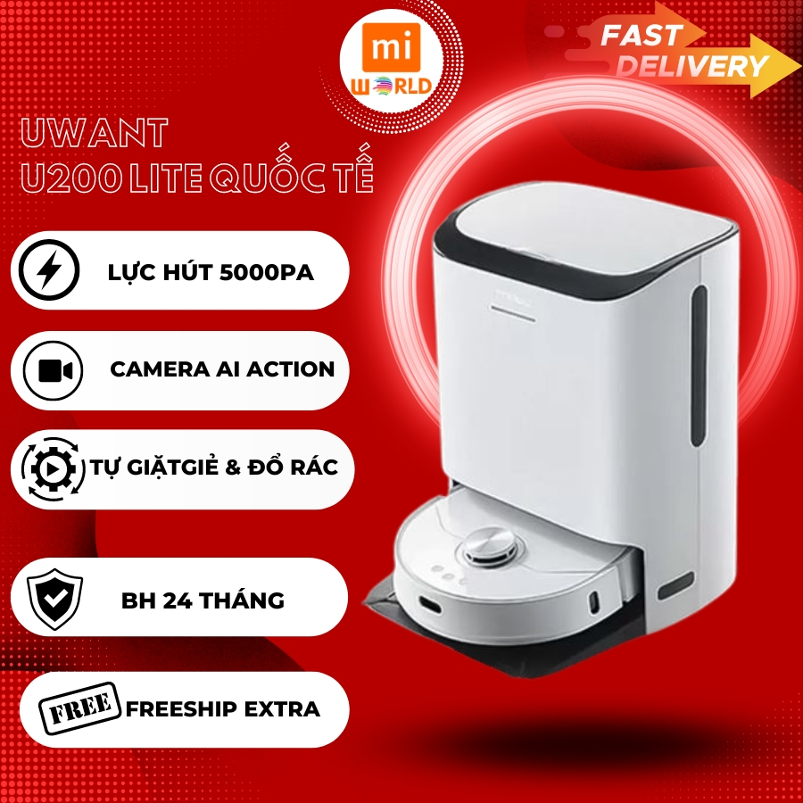 Robot hút bụi lau nhà Uwant U200 Lite_Tự động đổ rác, Giặt nước nóng 60*_BẢN QUỐC TẾ