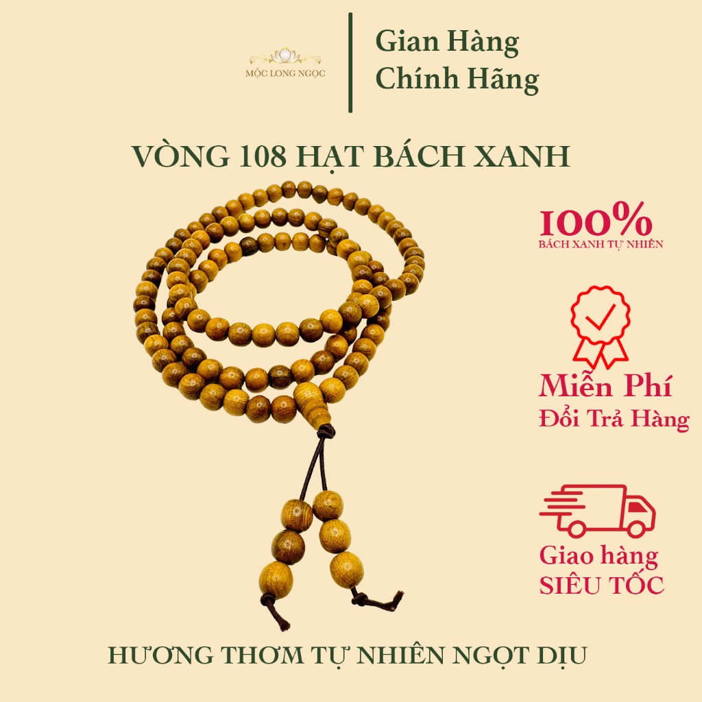 Vòng 108 hạt gỗ Bách Xanh Mộc Châu thơm ngọt theo thời gian phong cách thanh lịch dành cho nam nữ