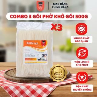 Bánh phở khô AnnamFood COMBO 3 gói nấu phở ngon tiện lợi tại nhà, sợi phở dai mềm không chứa chất bảo quản 500g x 3 gói