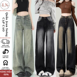 Quần Jean Nữ Wash RETRO Ống Rộng Dáng Suông Chất Vải Dày Dặn Màu Đen Trầm GRIND SMOKE V.1 Ulzzang Hàn Quốc 2023