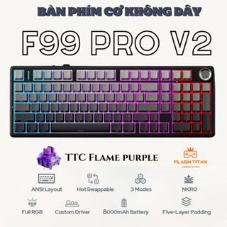 Bàn phím cơ không dây AULA F99 PRO - Thiết kế mạch xuôi - Hỗ trợ hotswap - LED RGB nhiều chế độ