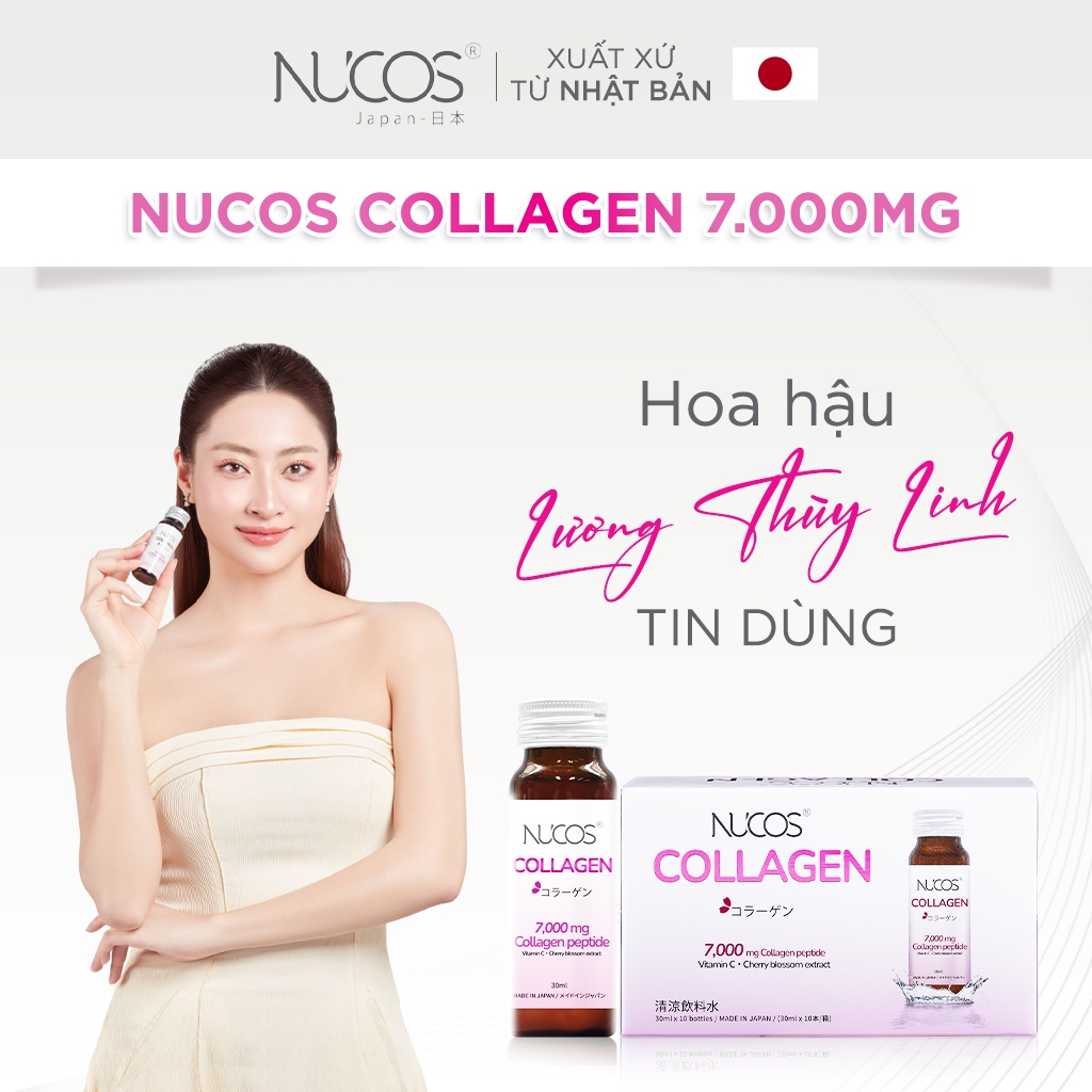Combo 2 hộp Collagen thủy phân NUCOS Collagen 7.000 dưỡng da trắng sáng mịn hộp 10 chai x30ml