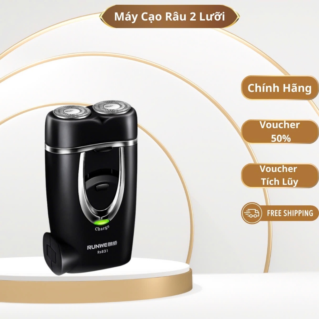 Máy Cạo Râu Mini 2 Lưỡi Cạo Nổi Máy Cạo Râu Đa Năng Đầu Cạo Chống Nước Đèn Rọi Ray ASAKI - R2 New