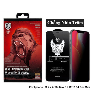 Kính cường lực chống nhìn chộm KINGKONG 6D cho iphone x 11 12 13 14 15 promax PHANH