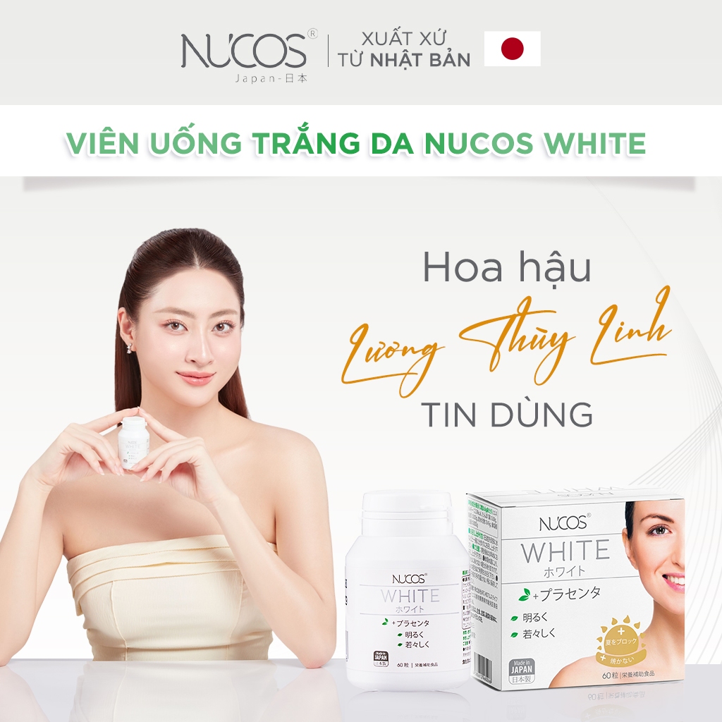 Viên uống trắng da NUCOS White hỗ trợ làm sáng, đều màu da, mờ thâm nám 60 viên/hộp