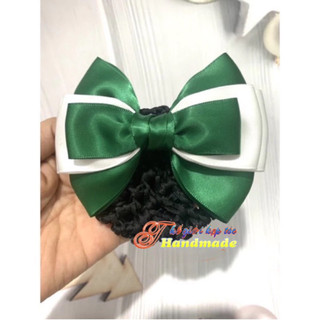 Kẹp búi lưới handmade màu xanh lá trơn K08