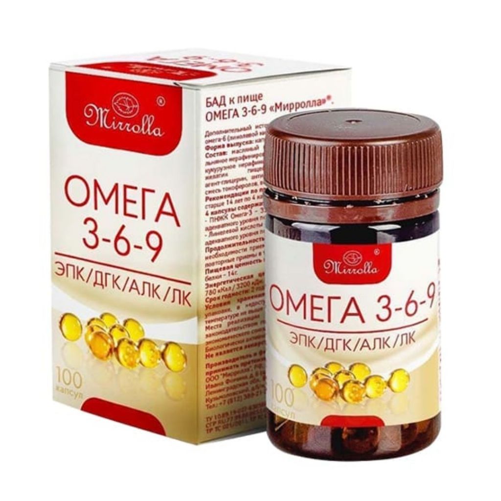 Viên Uống Đẹp Da Sáng Mắt Omega 3-6-9 Tốt Cho Mắt, Sức Khỏe, Tim Mạch, Não Bộ - Viên Omega 369 Mirrolla Nga 100 viên