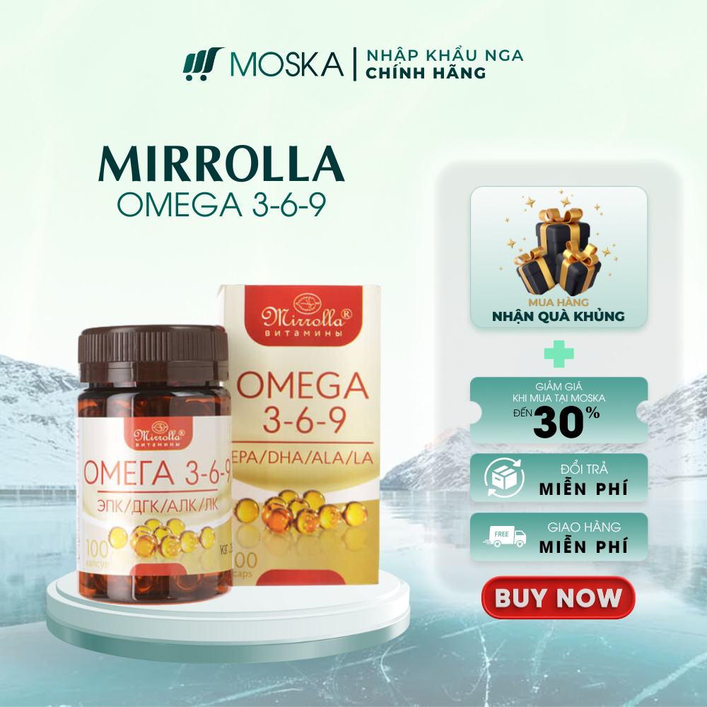Viên Uống Omega 3-6-9 Giúp Đẹp Da, Tốt Cho Mắt, Sức Khỏe, Tim Mạch, Não Bộ,.. Mirrolla Nga 100 viên| Moska Shop