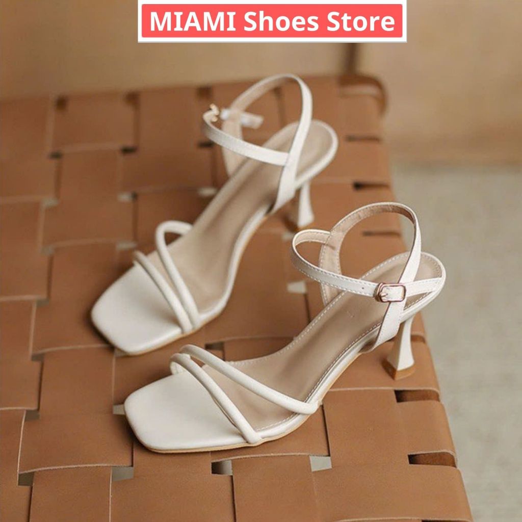Giày cao gót quai mảnh hậu cài gót nhọn 7phân, cao gót 7phân quai 2 dây bán nguyệt đơn giản xinh xắn