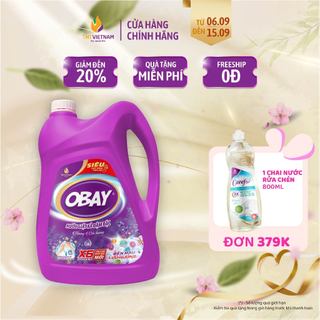 Nước giặt  kết hơp xả quần áo đậm đặc Obay chính hãng hương hoa Lavender can 4,5L