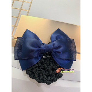 Kẹp búi lưới handmade phối voan xanh mực K22-M3