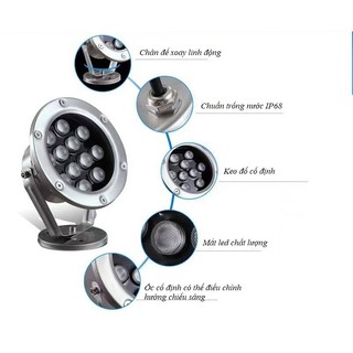 Đèn LED âm nước 6w chân đế đổi màu 24v