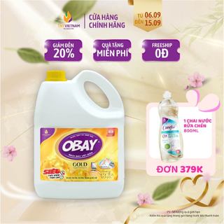Nước giặt xả kết hợp Obay chính hãng hương nước hoa Romand Gold can 3,6L