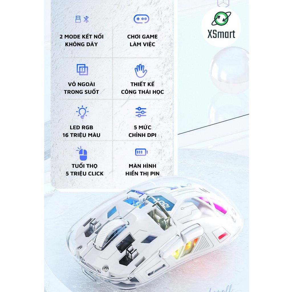 Chuột Không Dây Bluetooth Free Wolf A2 LED RGB 2 Mode Chip Original 3212 Siêu Mượt Chuyên Game | BigBuy360 - bigbuy360.vn