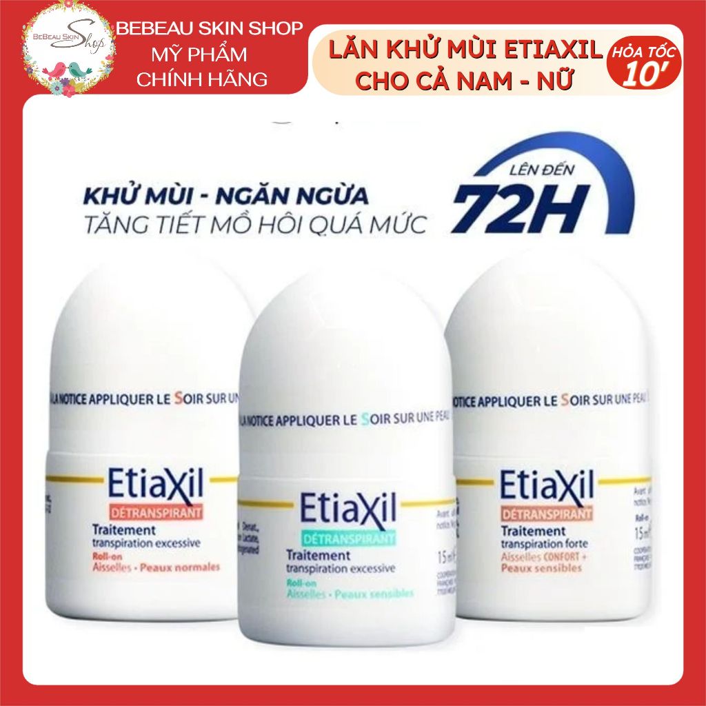 Lăn Khử Mùi EtiaXil Cho Da Nhạy Cảm Nhập Khử Mùi Ngăn Mồ Hôi Khẩu Chính Hãng 15ml - Bebeau