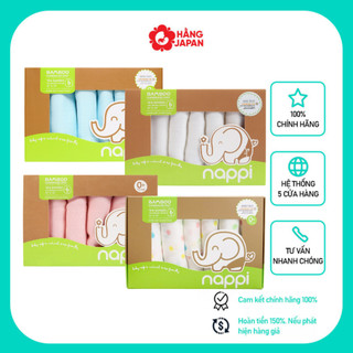  Set 6 khăn sữa sợi tre họa tiết trơn  chấm bi Nappi đa năng mềm mịn - Khăn tắm Áo choàng cho bé  30*30cm  