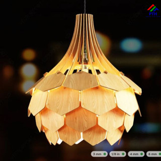 Mẫu 200L: Đèn Gỗ Thả Trần - Đèn hoa lá độc lạ, trang trí nhà ở, nhà hàng, quán Cafe 