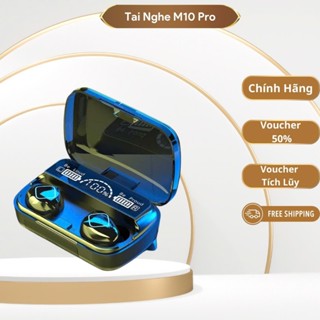 Tai nghe bluetooth M10 Pin Trâu 2500maH âm thanh trung thực, Tai nghe nhét tai đèn Led đẹp mắt, hộp sạc có màn hình LED