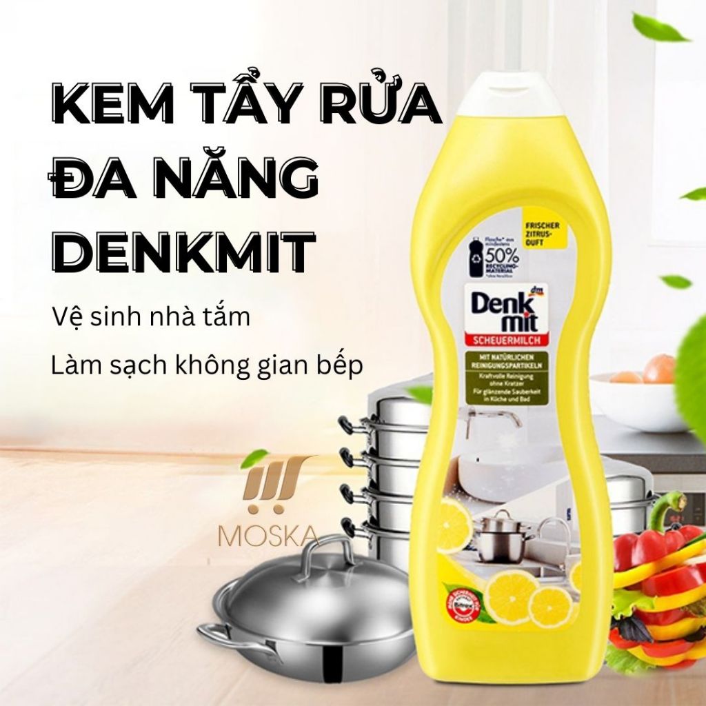 Kem Tẩy Rửa Đa Năng Denkmit, Đánh Bóng Inox, Đồ Sứ, Gương, Vệ Sinh Nhà Bếp, Toilet 750ml - Nhập Khẩu Đức| Moska shop
