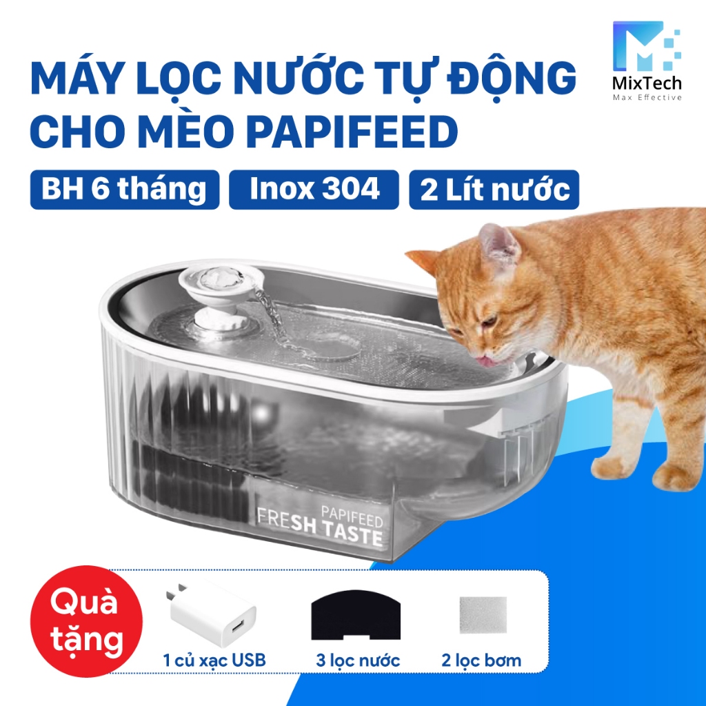 (HỎA TỐC TPHCM) Máy Lọc Nước Tự Động Cho Mèo Papifeed