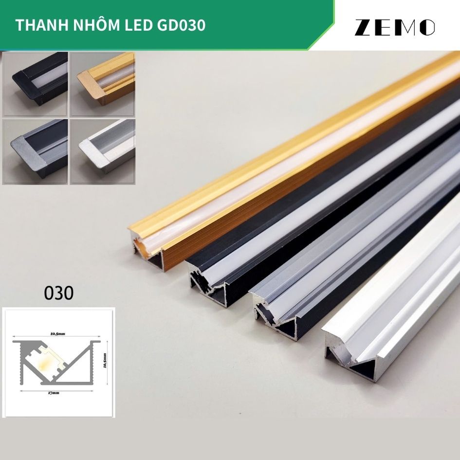 Thanh nhôm LED chiếu nghiêng 45*  (gửi hàng thanh 1m) (CẦN GỬI THANH 3m LH SHOP)