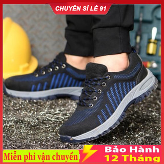  Giày Bảo Hộ Lao Động GB-03 XANH Kiểu Dáng Thể Thao Mũi Thép Đế Lót Thép Chống Đinh Trơn Trượt Giày Công Trình 