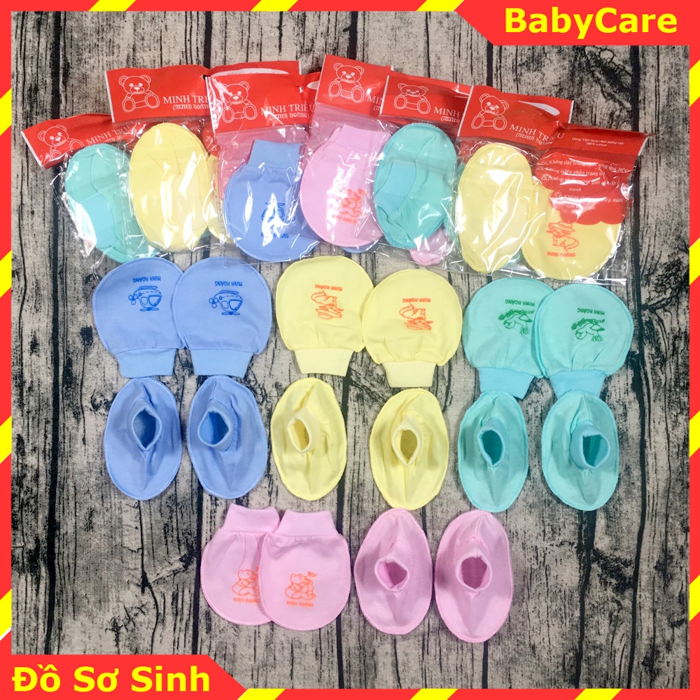 Set 10 Đôi Bao Tay, bao chân bo chun Minh Hoàng hàng đẹp cho Bé Sơ Sinh ( 10 set gồm 10 đôi bao tay, 10 đôi bao chân )