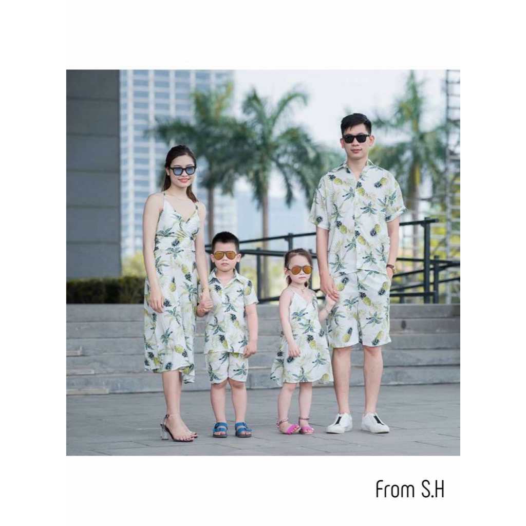 Set Đôi Đi Biển 1 Váy Nữ + 1 Sơ Mi Nam)