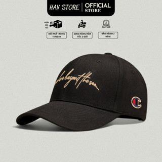 Mũ đôi nam nữ Champion Somewhere hai màu đen và trắng nón lưỡi trai thời trang hàng xuất dư Hàn Quốc