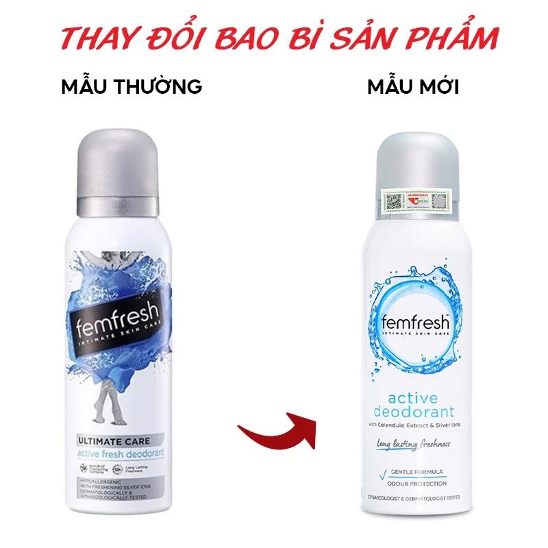 Xịt Thơm Vùng Kín Femfresh Freshness, Active Deodorant Spray 125ml