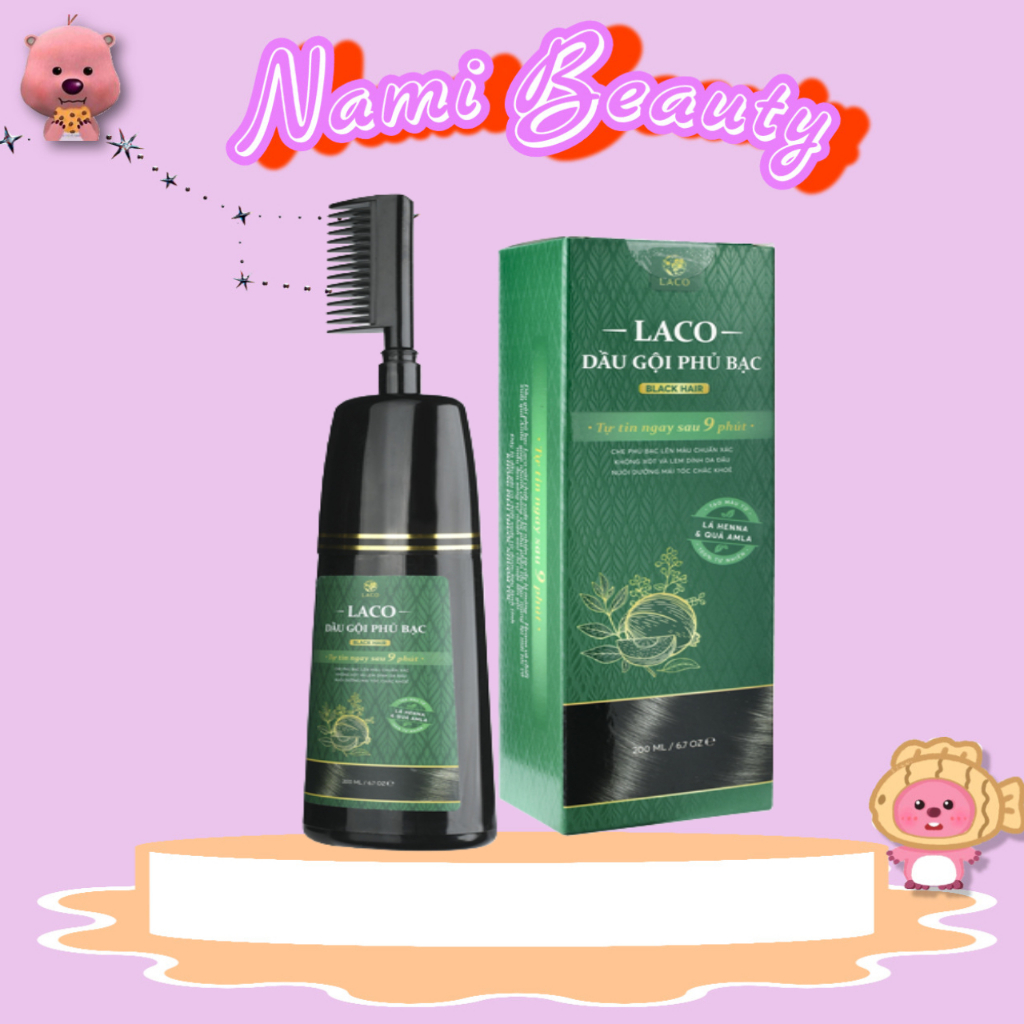 Dầu Gội Phủ Bạc Laco Black Hair 200ml giúp tóc đen tự tin sau 9 phút - NAMI