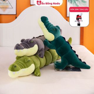 Gấu bông cá sấu xanh dáng dài chất nhung mềm mịn, Thú nhồi bông gối ôm cá xấu size to quà tặng cao cấp