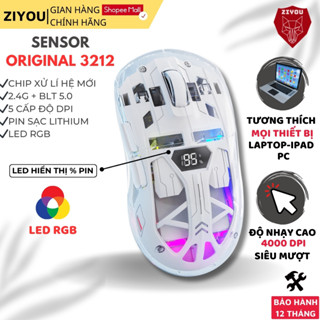 Chuột Bluetooth Gaming Không Dây Ziyou FreeWolf A2 Trong Suốt LED Rgb 4000DPI Siêu Mượt Pin Sạc