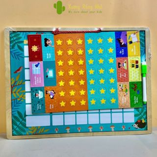Bộ Bảng Khen Thưởng Kỷ Luật Bằng Gỗ Có Nam Châm Rèn Luyện Thói Quen Tốt Cho Bé Xương Rồng Nhỏ