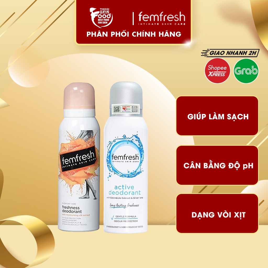 Xịt Thơm Vùng Kín Femfresh Freshness, Active Deodorant Spray 125ml