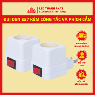 Đui đèn E27 có công tắc và phích cắm trực tiếp vào ổ, chui đèn loại vặn xoáy gắn tường