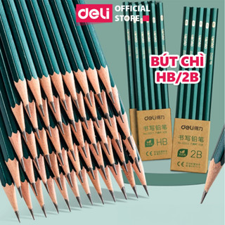 Combo 10 Bút Chì Lục Giác 2B HB Deli - Dễ Gọt Bút Chì Thi Trắc Nghiệm Ruột Đậm Vẽ Tranh Tập Viết Ghi Bài Sổ Vở Học Sinh