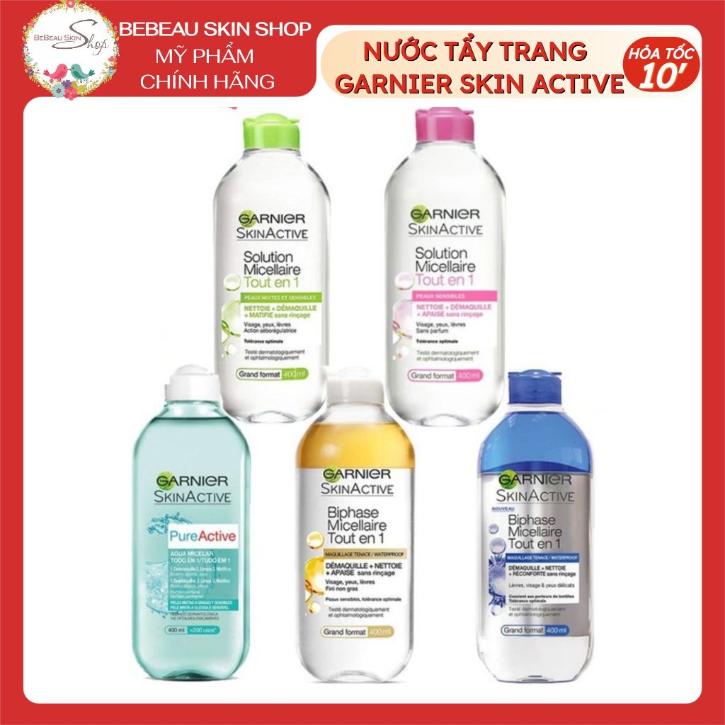 (Chuẩn Pháp ) Nước Tẩy Trang Garnier Skin Active 400ml Pháp