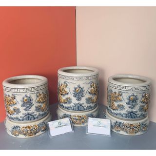 Bát hương men rạn, bát hương thờ cúng, bát hương gia tiên thần linh đắp nổi Bát Tràng hàng chuẩn