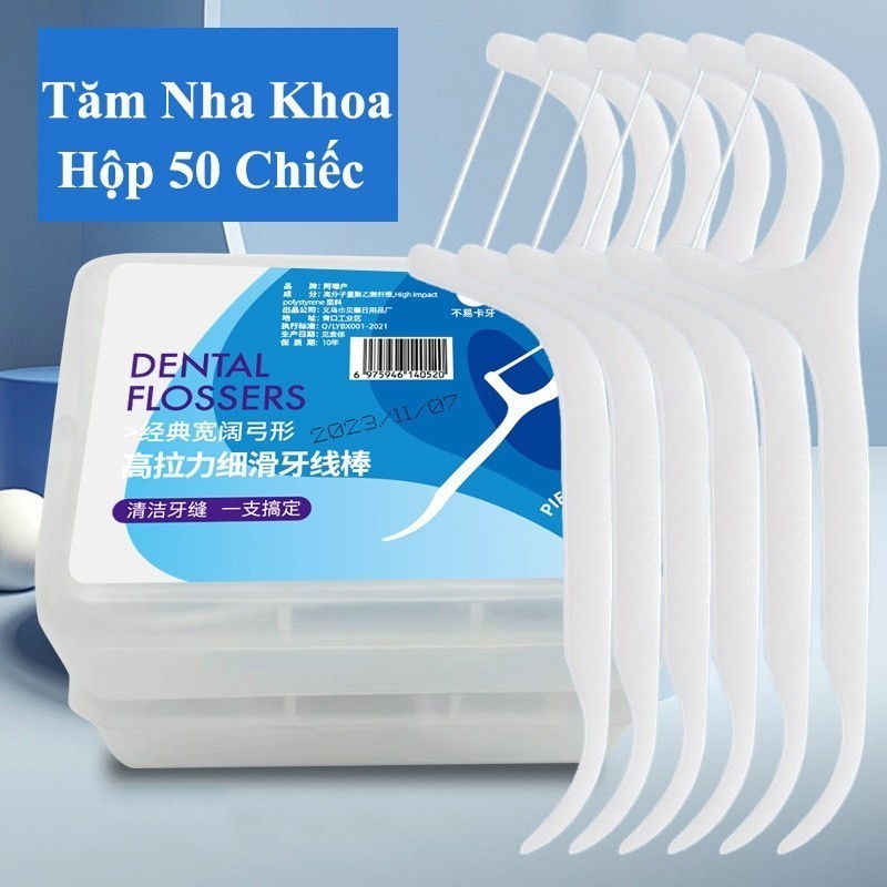 Tăm chỉ nha khoa hộp 50 Cây Dental Flossers tăm chỉ vệ sinh răng miệng - Yến Vy